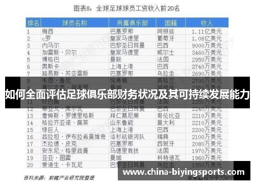 如何全面评估足球俱乐部财务状况及其可持续发展能力
